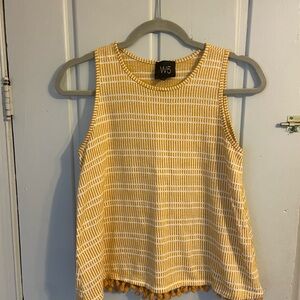 W5 Anthropologie Mustard and White Striped Tank Top with Tassels